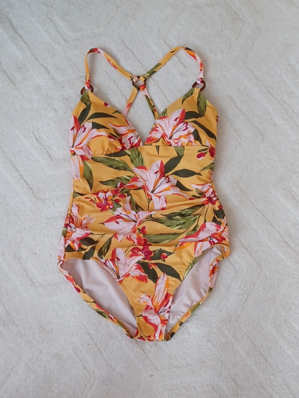 Yellow Floral One-Piece Swimsuit